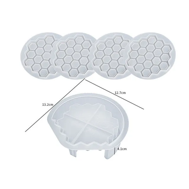 Resin Art Hub Earrings Honeycomb Coaster Set Silicone Mold