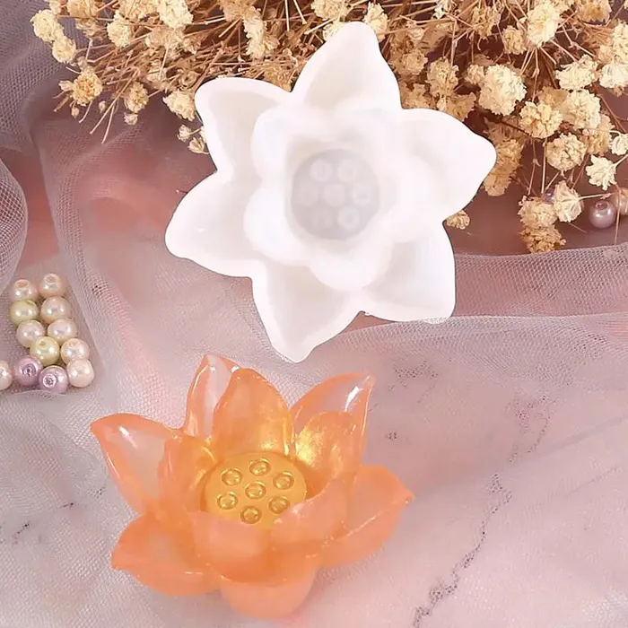 RESIN ART HUB Lotus Blossom Shaped Silicone Mold for Candle Making Earrings