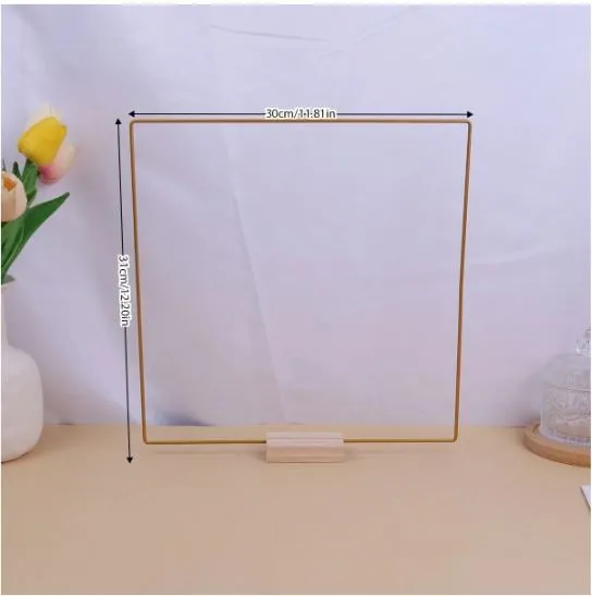 Resin Art Hub Necklaces Rectangle Shaped Golden Color Metal Stand With Wooden Base