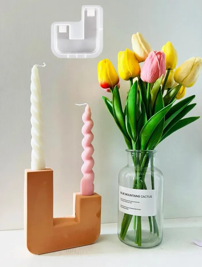 Resin Art Hub Necklaces U Block Silicone Candle Holder Mold