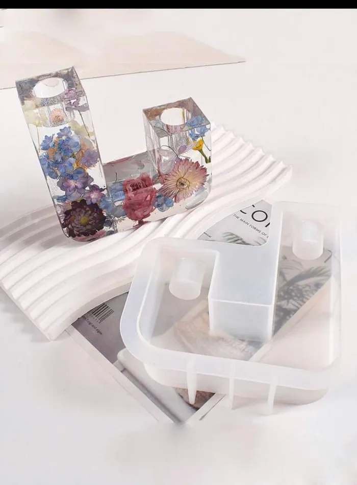 Resin Art Hub Necklaces U Block Silicone Candle Holder Mold