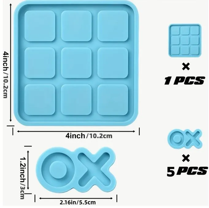 Resin Art Hub Tic Tac Toe Game Resin Silicone Mold for Resin Art Necklaces