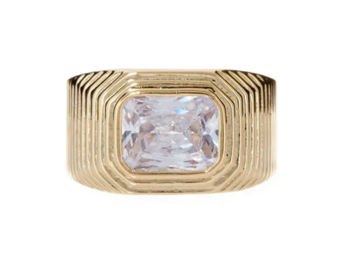 Ridged Pyramid Cigar Ring LUV AJ Rings
