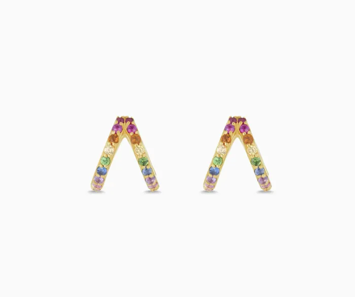 Rings Carbon Hyde Rainbow Split Huggies