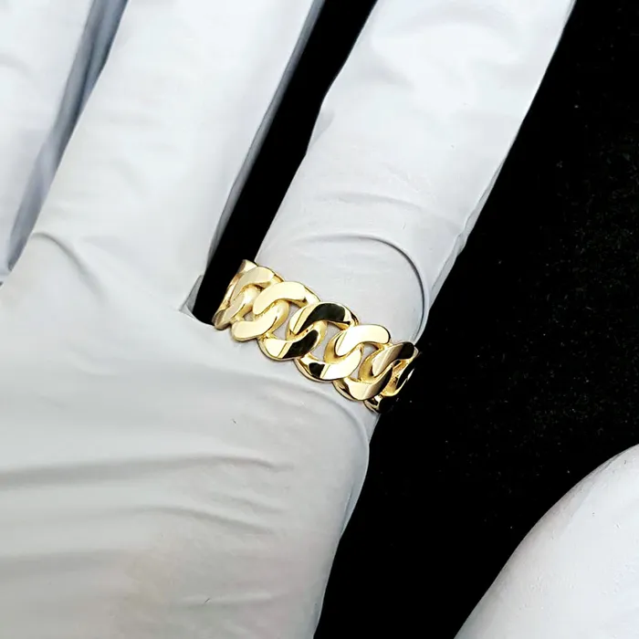 Rings carre dor 14k 18k gold cuban chain ring 1 M 8mm