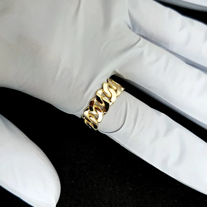 Rings carre dor 14k 18k gold cuban chain ring 1 M 8mm