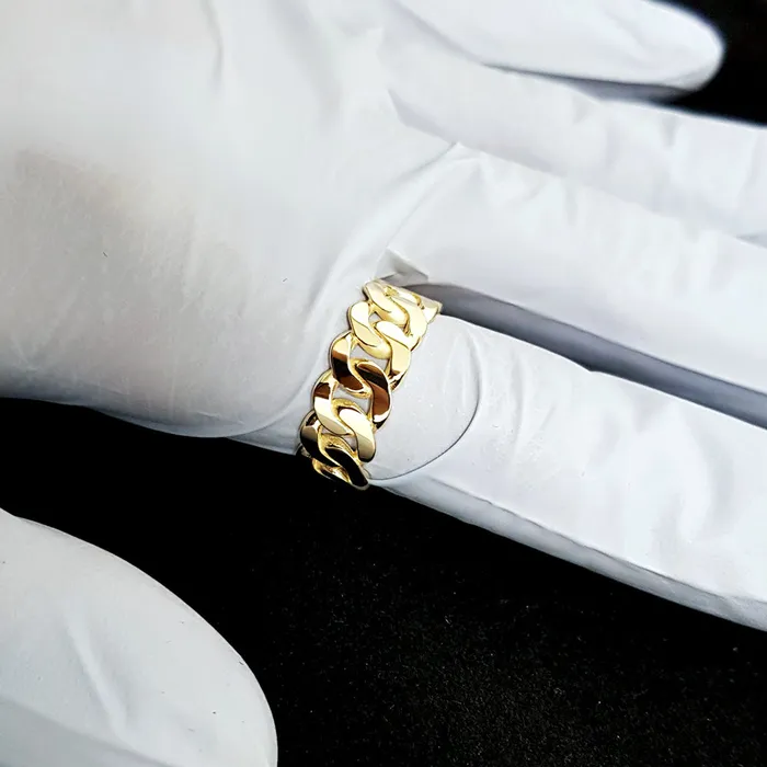 Rings carre dor 14k 18k gold cuban chain ring 1 M 8mm