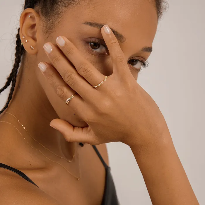 Rings LUNA Baguette and Round White Sapphire Band Ring AURELIE GI