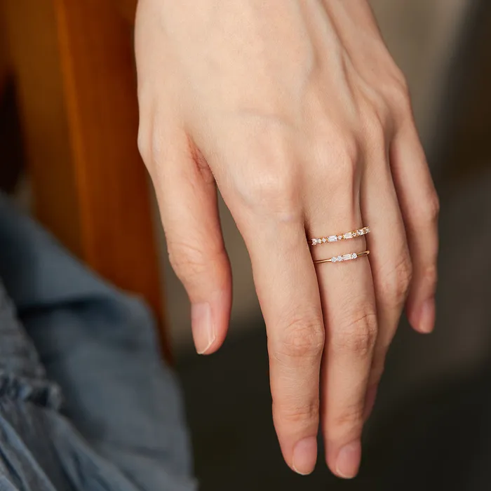 Rings LUNA Baguette and Round White Sapphire Band Ring AURELIE GI