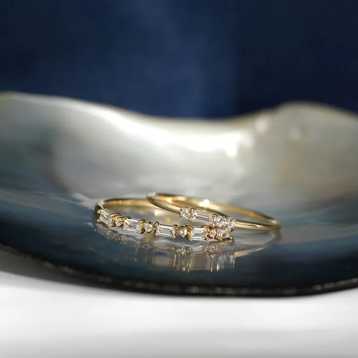 Rings LUNA Baguette and Round White Sapphire Band Ring AURELIE GI