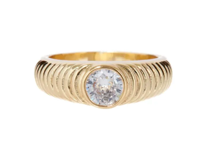 Rings LUV AJ Round Ridged Pyramid Cigar Ring