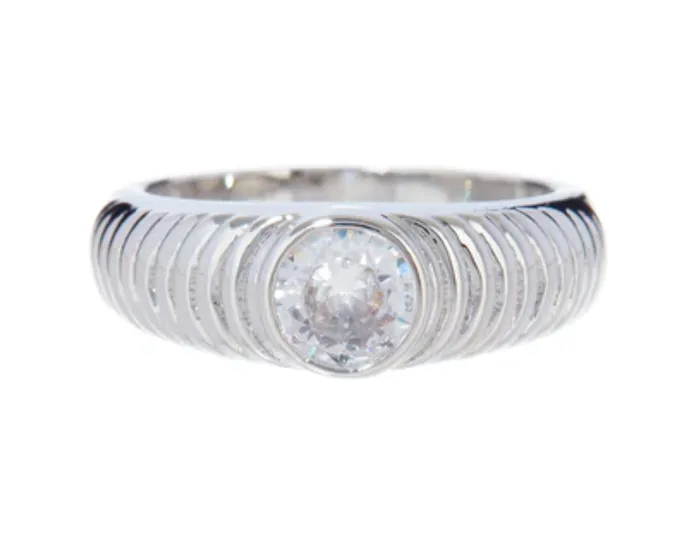 Rings LUV AJ Round Ridged Pyramid Cigar Ring Rings LUV AJ Round Ridged Pyramid Cigar Ring