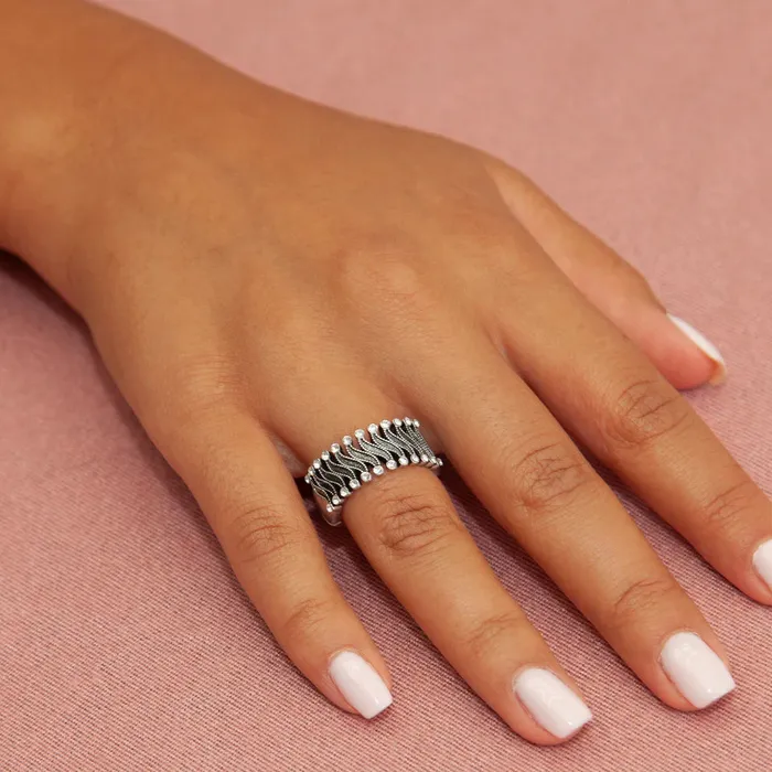 Rings Silver Wave Cubic Zirconia Ring Candlewick Gift Shop