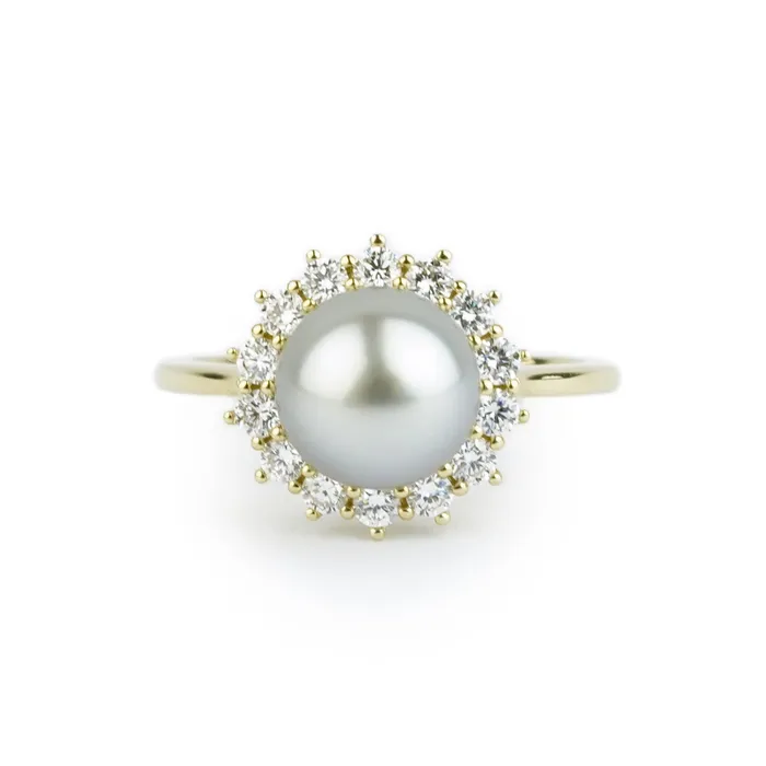 Rings Tahitian Pearl Diamond Soleil Ring Kamoka Pearl