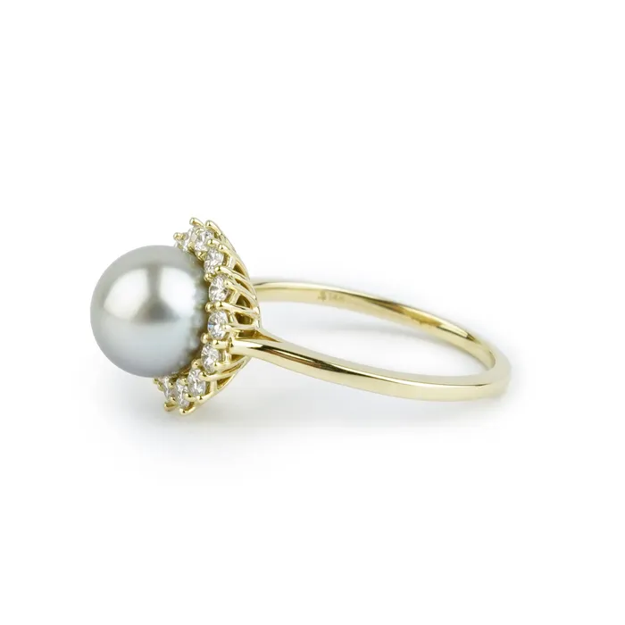 Rings Tahitian Pearl Diamond Soleil Ring Kamoka Pearl