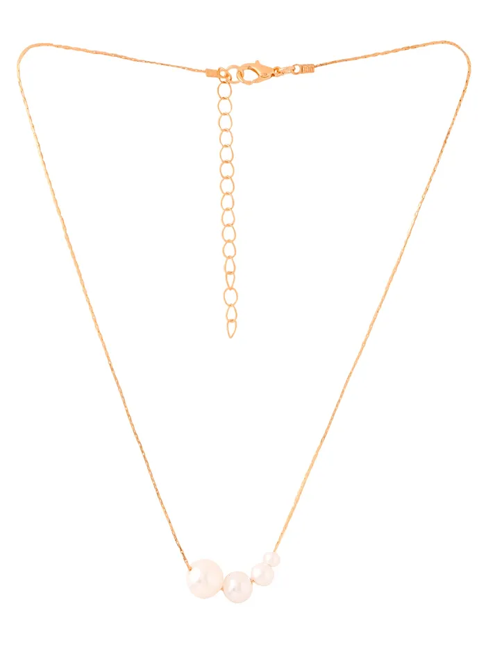 Rings Yellow Chimes Elegant Pearl Jewellery Set Necklace Earrings 25cm Chain Gold Plated White Pearls