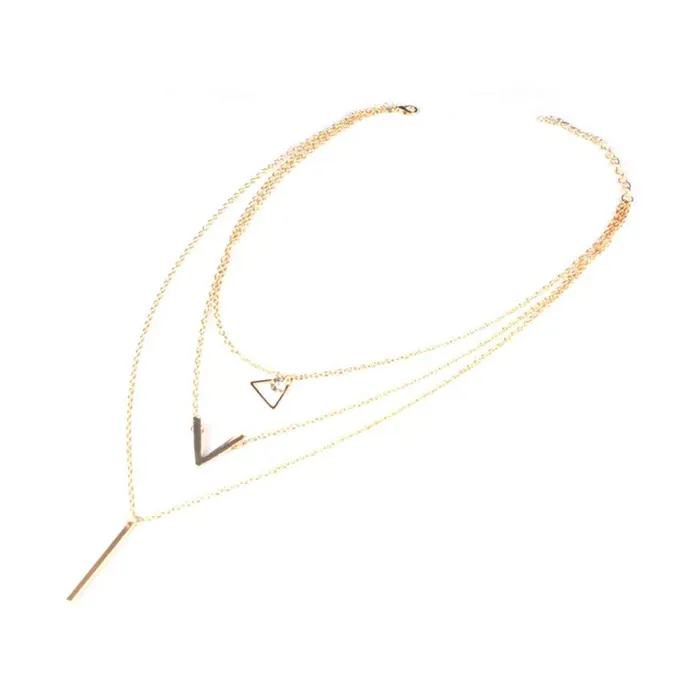 Rings Yellow Chimes Layered Necklace for Women Multi Layered Geometric Long Chain Necklace Crystal Gold Plated Choker Necklace for Women And Girls Yellow Chimes