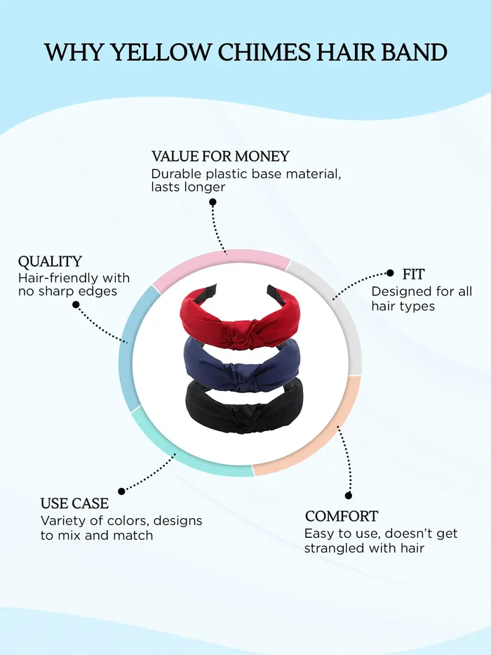 Rings Yellow Chimes Pack of 3 Multicolor Fabric Knot Hair Bands 12cm Diameter Soft Durable For Women Girls