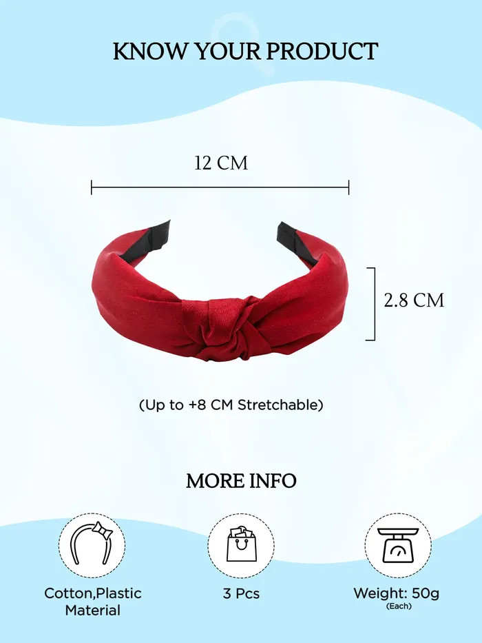 Rings Yellow Chimes Pack of 3 Multicolor Fabric Knot Hair Bands 12cm Diameter Soft Durable For Women Girls