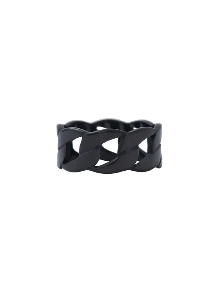 Rings Yellow Chimes Rings For Men and Boys Fashion Stainless Steel Band Ring Mens Black Link Chain Band Style Finger Ring for Boys Urban Charm Ideal Gift For Men and Boys Yellow Chimes