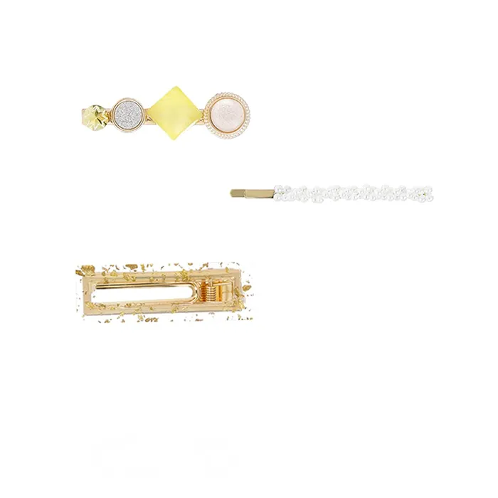 Rings Yellow Chimes Yellow Chimes 3 pcs Acrylic Resin Pearl Bobby pins Fashion Hair Clips Hair Accessories for Women Girls Pack of 3 Multicolour Medium YCHACLWM124MC