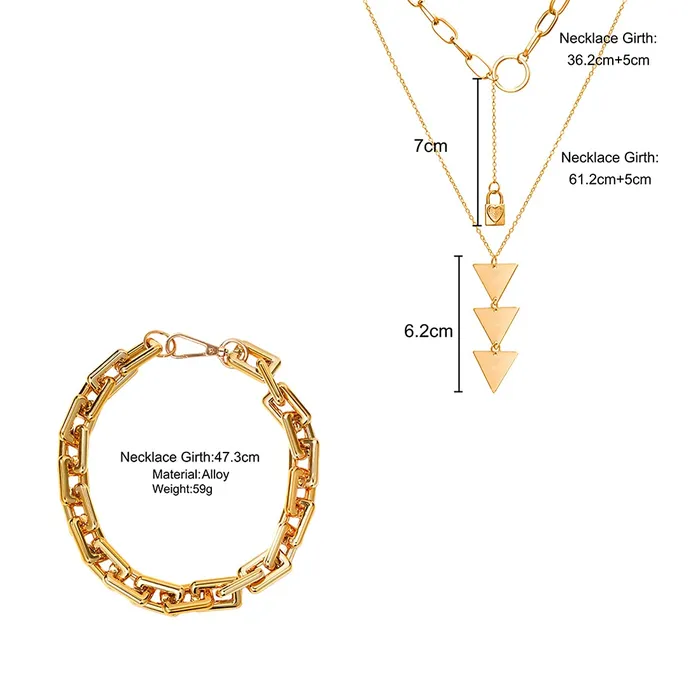 Rings Yellow Chimes Yellow Chimes Choker Necklace for Women Combo of 2 PCs Gold Plated Layered Thick Chain Heart Locket Choker Necklace for Women and Girls