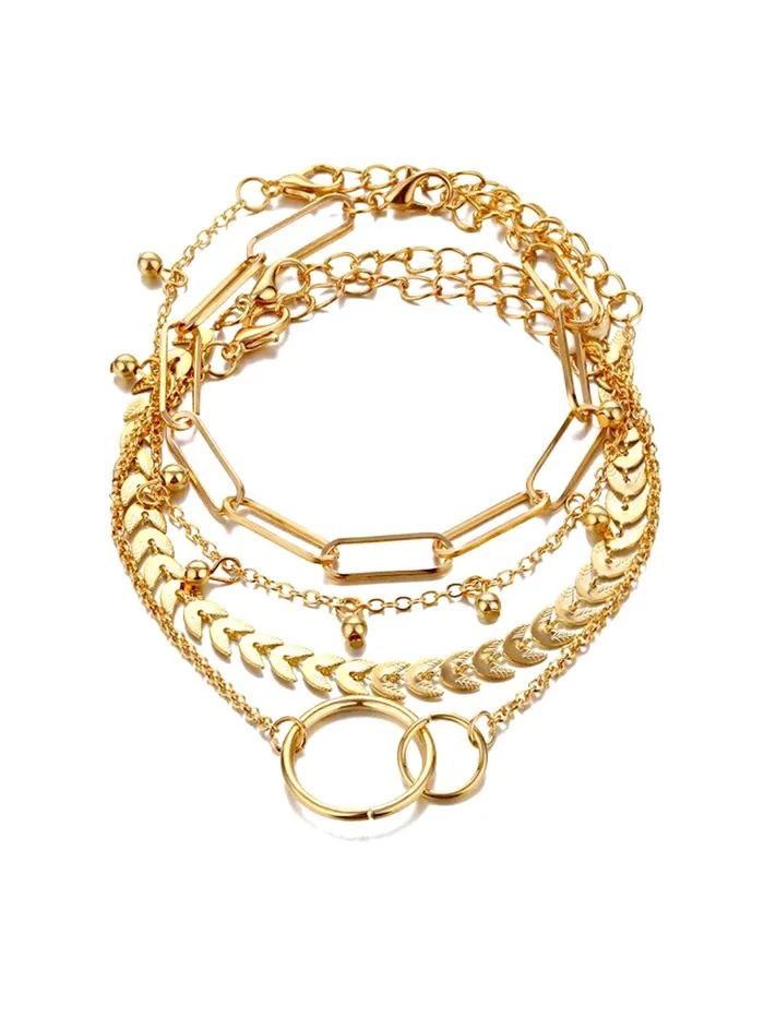 Rings Yellow Chimes Yellow Chimes Combo Bracelets for Women 4 Pcs Chain Links Gold Plated Multi Layered Bracelet Set for Women and Girls Rings Yellow Chimes Yellow Chimes Combo Bracelets for Women 4 Pcs Chain Links Gold Plated Multi Layered Bracelet Set for Women and Girls