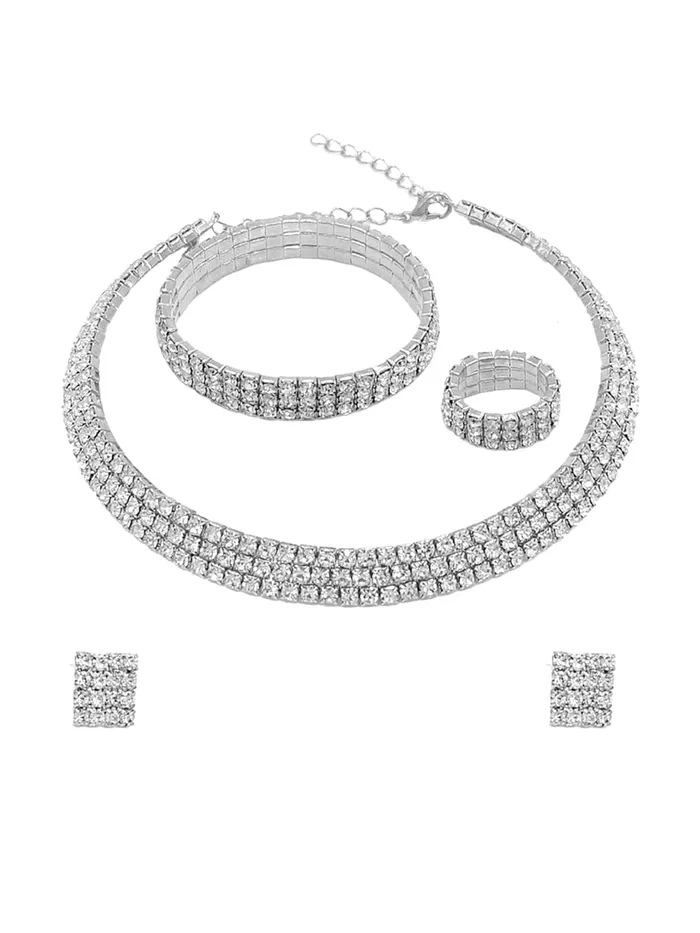 Rings Yellow Chimes Yellow Chimes Crystal Jewellery Set for Women Crystal Jewelry Set Silver Plated Choker Necklace Set with Earrings for Women and Girls Design 16 Rings Yellow Chimes Yellow Chimes Crystal Jewellery Set for Women Crystal Jewelry Set Silver Plated Choker Necklace Set with Earrings for Women and Girls Design 16