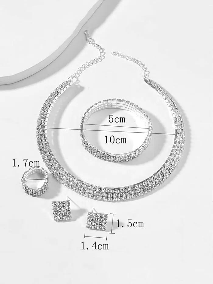 Rings Yellow Chimes Yellow Chimes Crystal Jewellery Set for Women Crystal Jewelry Set Silver Plated Choker Necklace Set with Earrings for Women and Girls Design 16