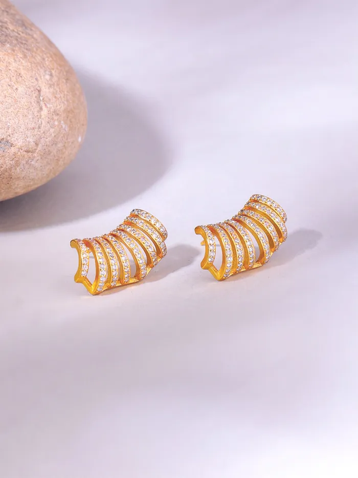 Rings Yellow Chimes Yellow Chimes Earrings for Women and Girls Studs for Girls Gold Toned Crystal Layered Stud Earrings Birthday Gift for girls and women Anniversary Gift for Wife