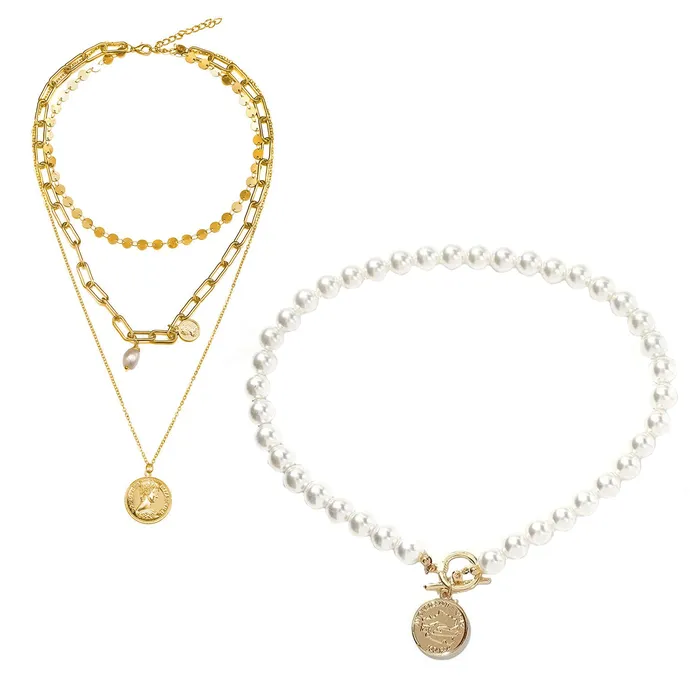 Rings Yellow Chimes Yellow Chimes Layered Necklace for Women 2 Pcs Combo Multilayer Gold Toned Crystal Drop Choker Necklace for Women and Girls