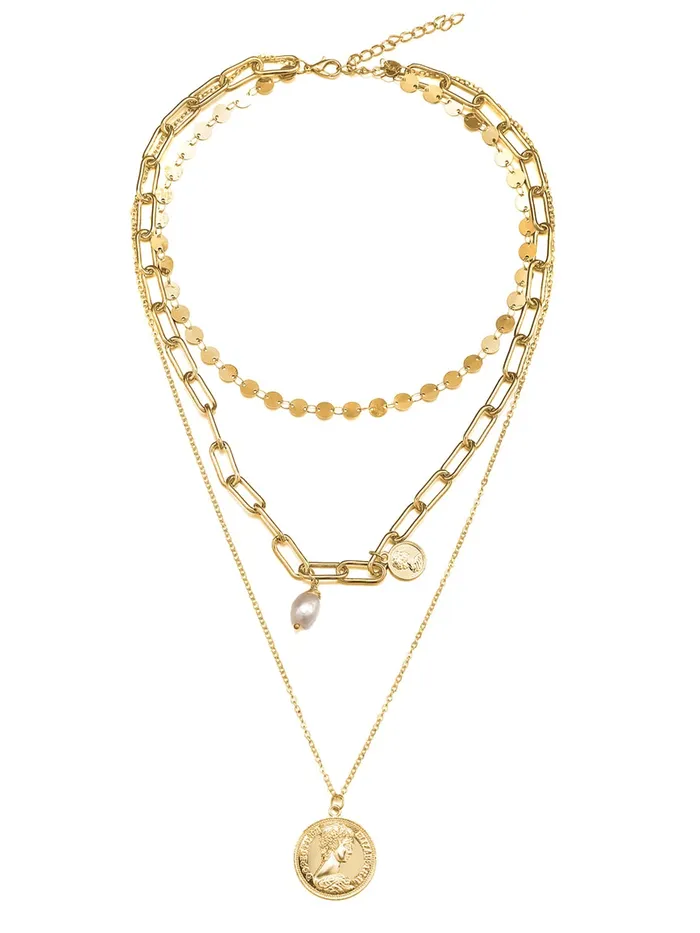 Rings Yellow Chimes Yellow Chimes Layered Necklace for Women 2 Pcs Combo Multilayer Gold Toned Crystal Drop Choker Necklace for Women and Girls