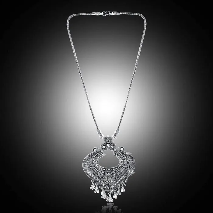Rings Yellow Chimes Yellow Chimes Oxidized Silver Brass and Pendant Necklace Set for Women Girls Oxidised Silver