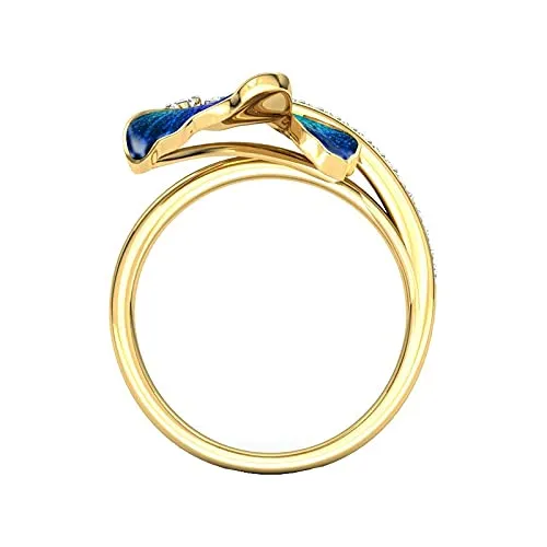 Rings Yellow Chimes Yellow Chimes Rings for Women Elegant Gold Plated Blue Butterfly Rings for Women and Girls Ring Design 1