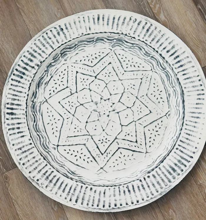 Round White Distressed TrayPick Up Only Candlewick Gift Shop Rings