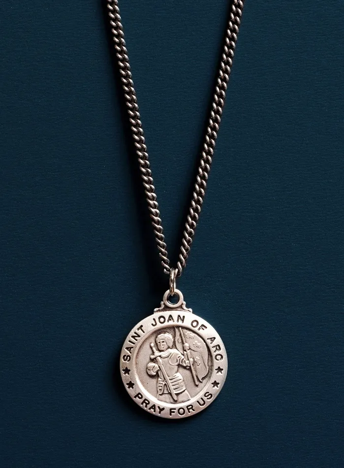 Saint Joan of Arc Sterling Silver Medal Necklace for Men WE ARE ALL SMITH Mens Jewelry Clothing Necklaces Saint Joan of Arc Sterling Silver Medal Necklace for Men WE ARE ALL SMITH Mens Jewelry Clothing Necklaces