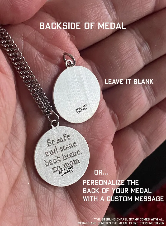 Saint Joan of Arc Sterling Silver Medal Necklace for Men WE ARE ALL SMITH Mens Jewelry Clothing Necklaces
