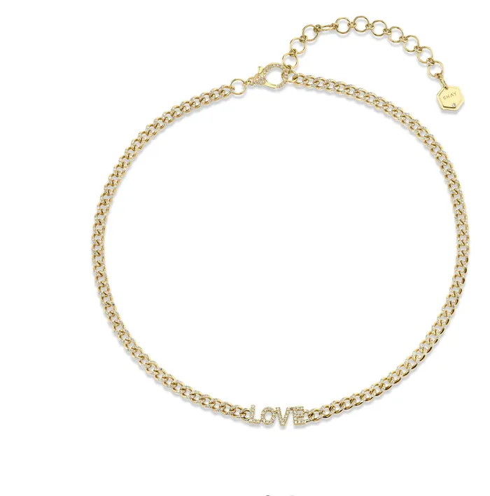 Shay Fine Jewelry Necklaces MINI ME DIAMOND PAVE LOVE BABY LINK NECKLACE