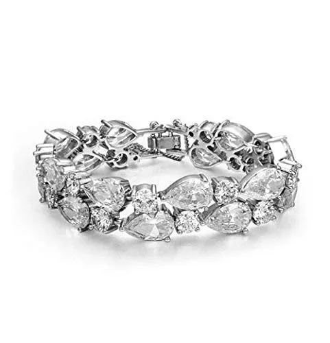 Sparkling Colors Flowerets Vine Swiss Cubic Zirconia Silver Plated Sparkling Bracelet for Women by Yellow Chimes Yellow Chimes Earrings