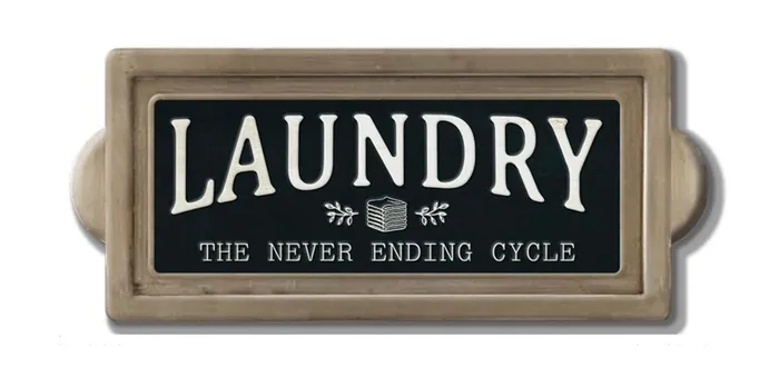 Splash Rings Laundry Sign Black Wood