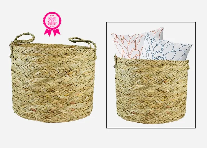 Splash Woven Sea Grass Basket Earrings