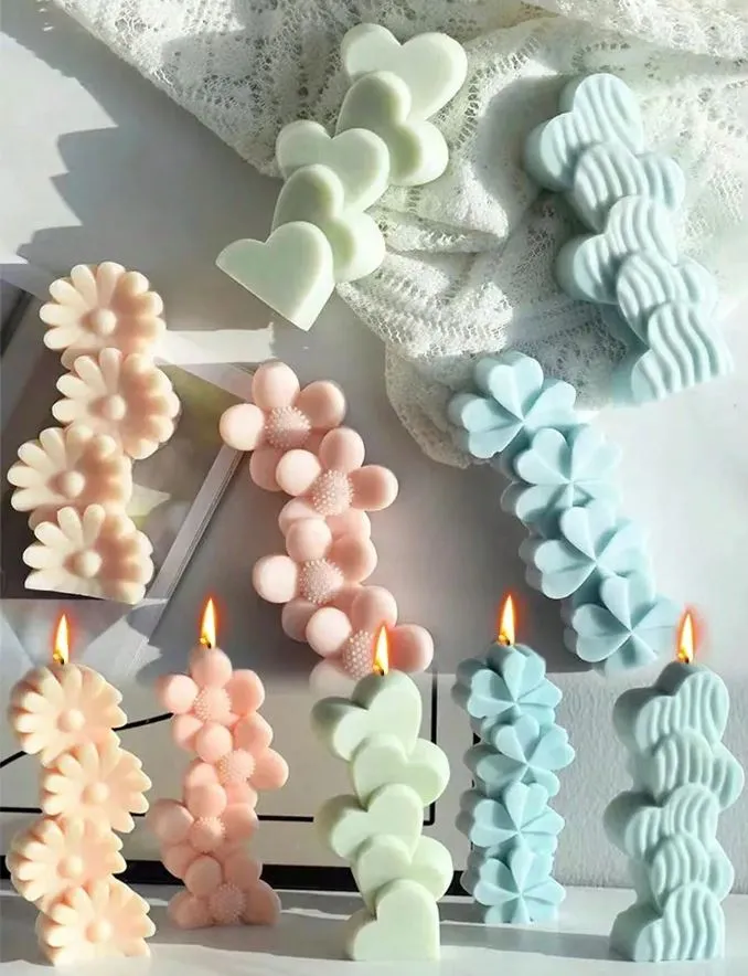 Stacks of Heart and Flower Shaped Candle Mold Resinarthub Necklaces