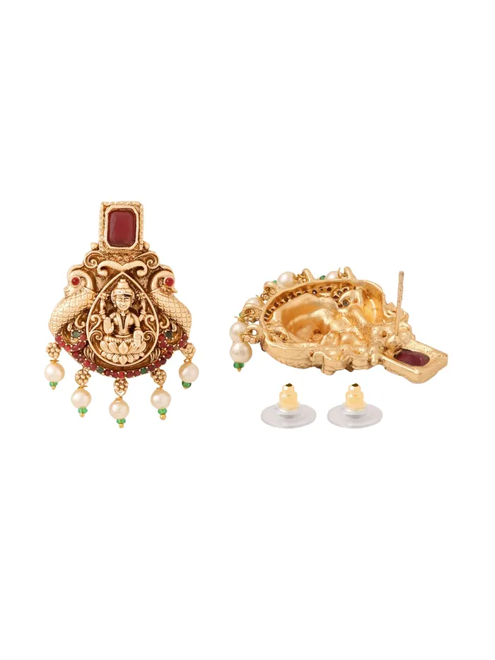 Temple Jewellery Set Traditional Gold Plated Long Necklace For Women One Size Gold Yellow Chimes Necklaces