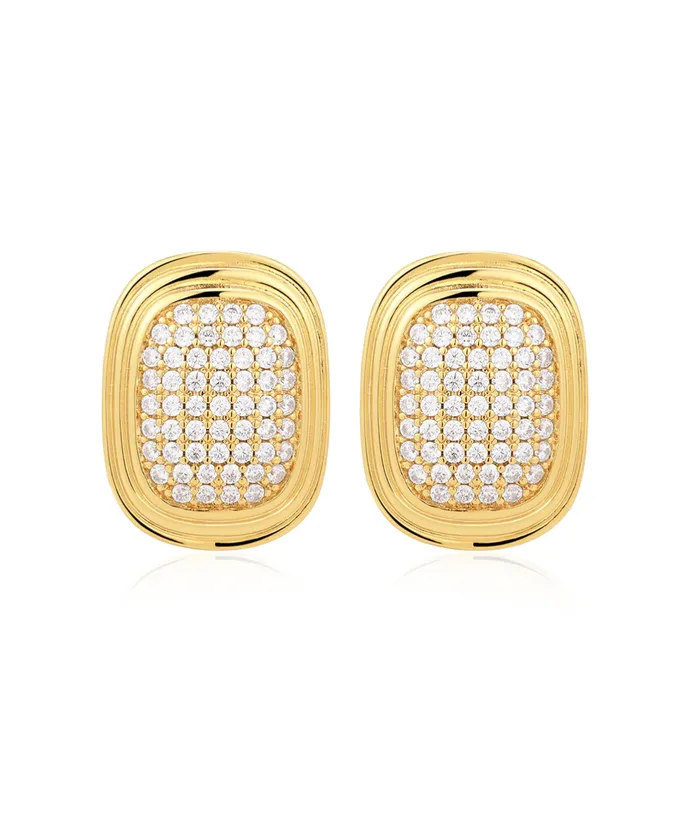 The Pave Oval Statement Studs LUV AJ Earrings