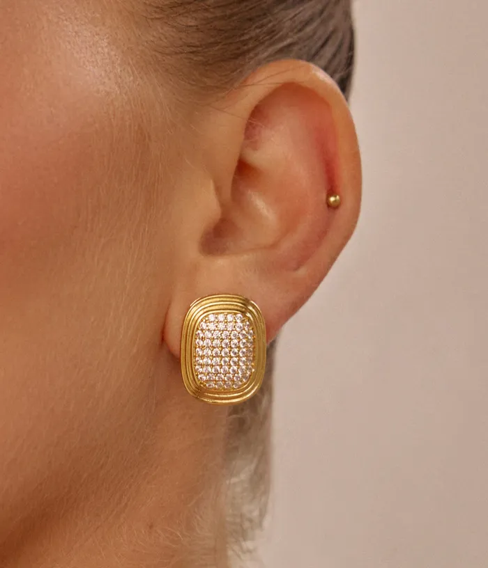 The Pave Oval Statement Studs LUV AJ Earrings