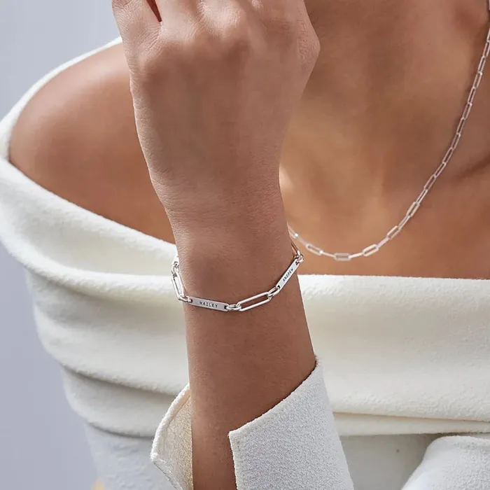 The Signature Collection Co Gracie Personalized Bar Paperclip Bracelet Bracelets
