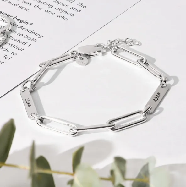 The Signature Collection Co Gracie Personalized Bar Paperclip Bracelet Bracelets
