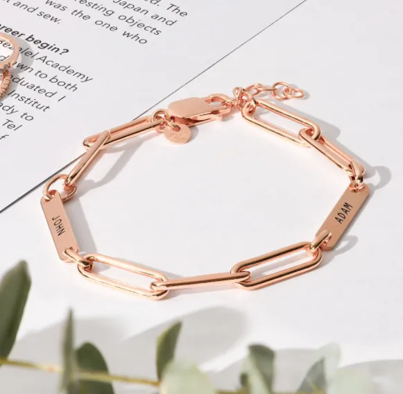 The Signature Collection Co Gracie Personalized Bar Paperclip Bracelet Bracelets