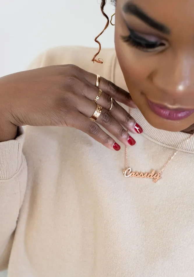 The Signature Collection Co Necklaces Name Necklace with Swarovski Crystal