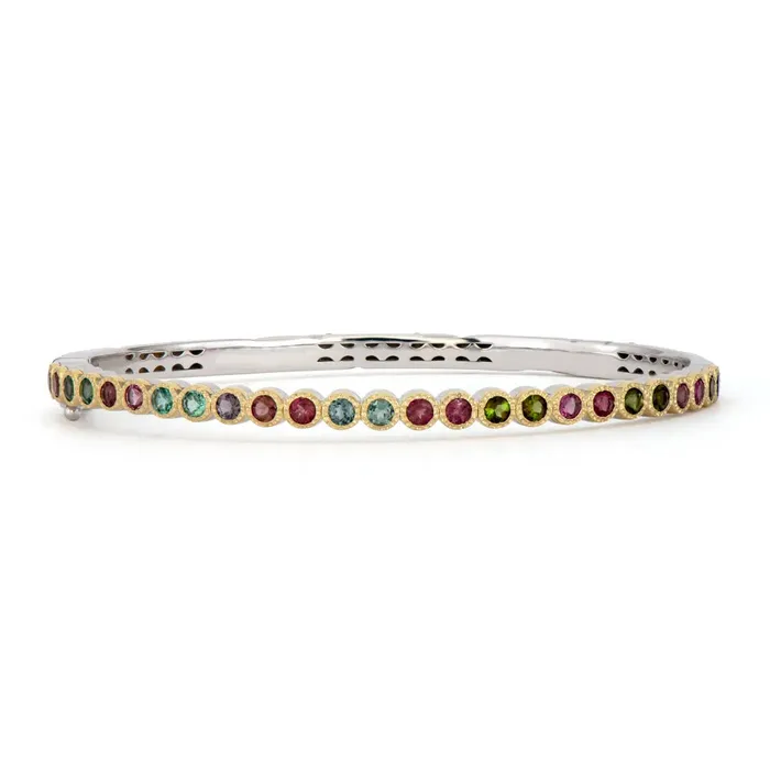 Three Stories Jewelry Bracelets Hammered Tourmaline Bezel Bangle